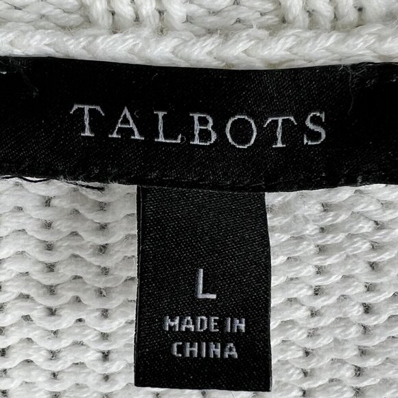 Talbots Womens L White Knit Sweater Rainbow Accents Space Dye Long Sleeve Top - Picture 13 of 15